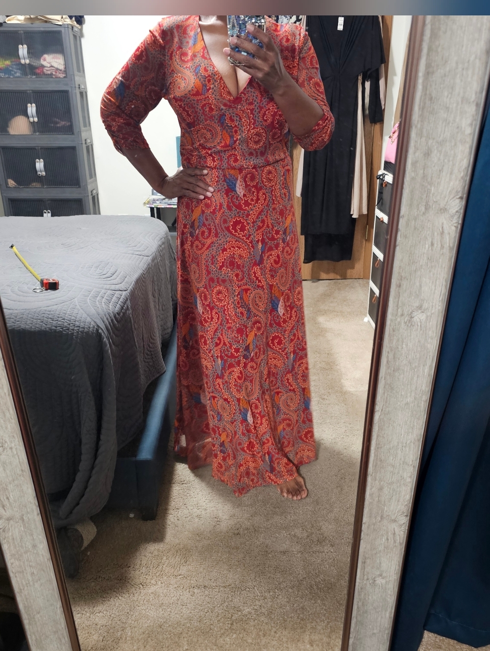 Red Paisley Maxi Dress - Picture 11 of 14